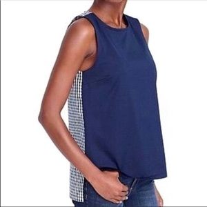J. Crew Navy Blue Gingham Sleeveless Tank Top